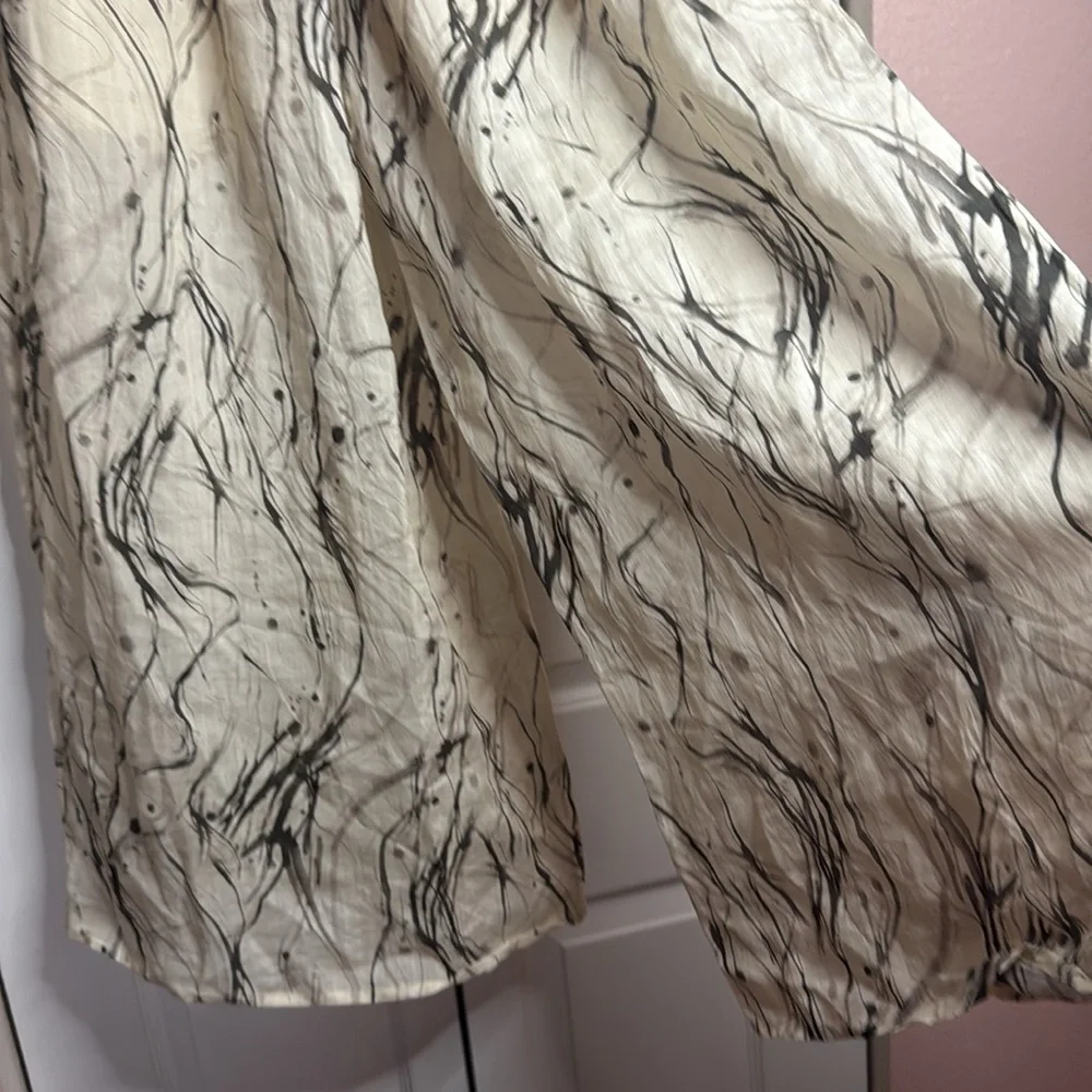 Roey Wang High Waisted Wide Leg Patterned 100% Linen Pants size S - Picture 8 of 10